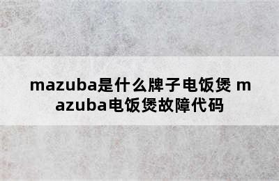 mazuba是什么牌子电饭煲 mazuba电饭煲故障代码